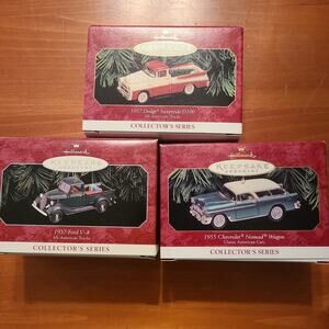 Car Collector Series Hallmark Keepsake Ornament Lot Dodge, Chevrolet Nomad, Ford